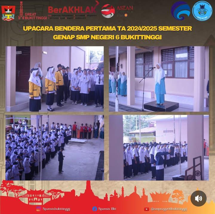 Upacara Bendera Di Lapangan SMP Negeri 6 Bukittinggi
